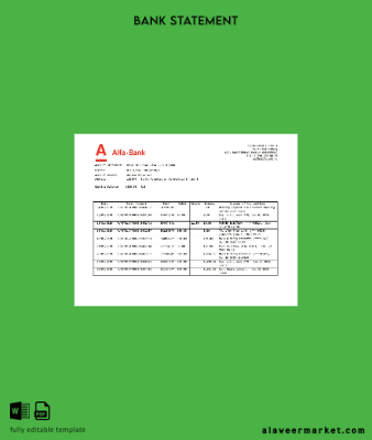 Rusya Alfa Banka proof of address Hesap Özeti word