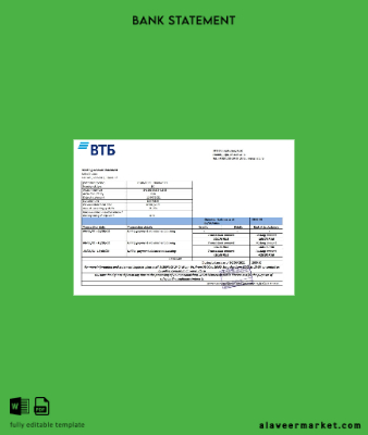 Rusya VTB Banka proof of address Hesap Özeti word