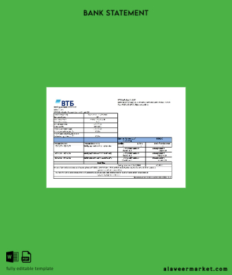 Rusya VTB Banka Hesap Özeti excel