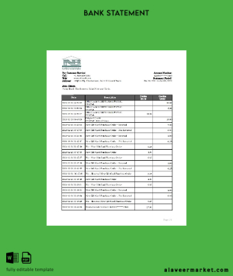 Saint Kitts and Nevis SKNA Banka Hesap Özeti excel