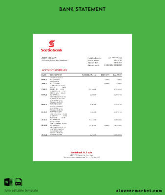 Saint Lucia Banka Banka Hesap Özeti excel
