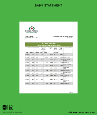 Salvador Banco Azteca Banka Hesap Özeti excel