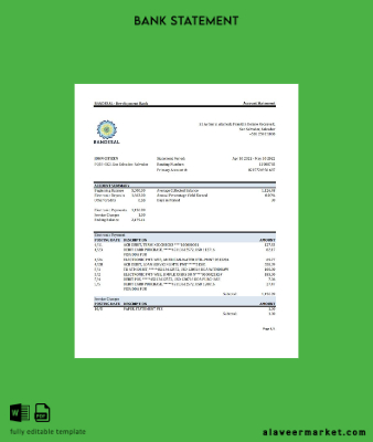 Salvador Bandesal Banka Hesap Özeti excel