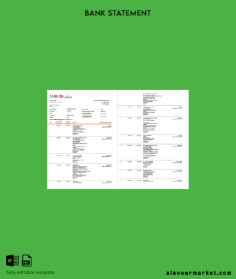 Suudi Arabistan Arabia SABB Banka Hesap Özeti word 2 pages
