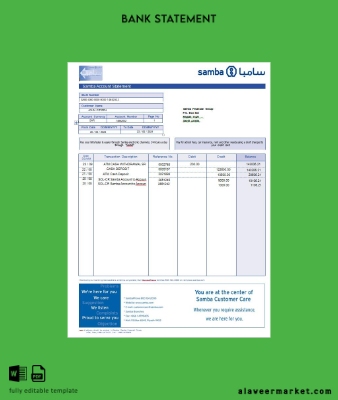 Suudi Arabistan Arabia Samba Banka account Hesap Özeti word