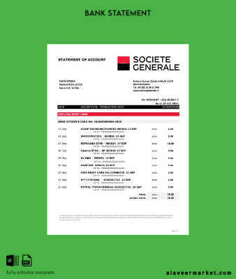 Sırbistan Societe Generale Banka Hesap Özeti excel