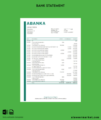 Slovenya Banka Banka Hesap Özeti excel