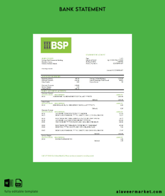 Solomon Islands BSP Banka Hesap Özeti word