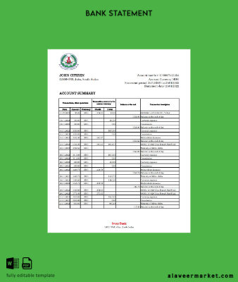South Sudan Ivory Banka Hesap Özeti excel