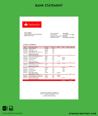 İspanya Santander Banka Hesap Özeti word version 2
