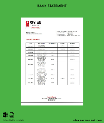 Sri Lanka Seylan Banka Hesap Özeti word