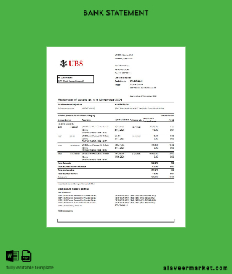 İsviçre UBS Banka Hesap Özeti excel version2