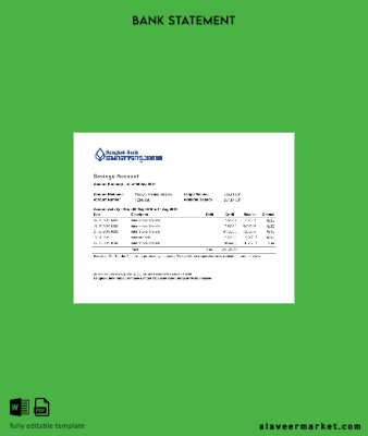 Tayland Bangkok Banka Savings Account Hesap Özeti word