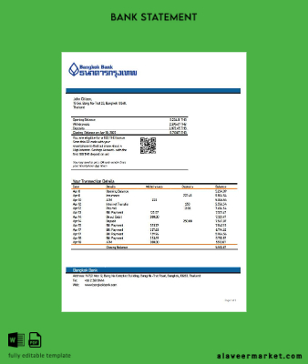 Tayland Bangkok Banka Hesap Özeti excel version 2