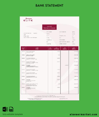 UAE Banka Elite Banka Hesap Özeti word