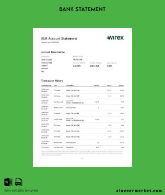 UK Wirex account Hesap Özeti word