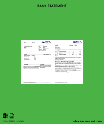 UK Banka of Scotland account Hesap Özeti word 2 pages
