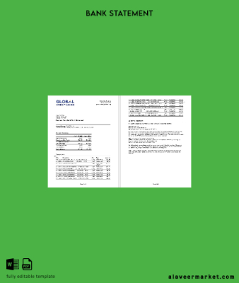 USA Alaska Global Kredi Union Banka Hesap Özeti word 2 pages
