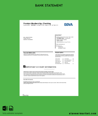 USA BBVA Banka Hesap Özeti word 5 pages