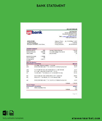 USA Bancorp Banka Hesap Özeti excel