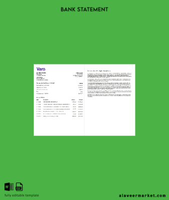 USA California Varo Banka Hesap Özeti word 2 pages