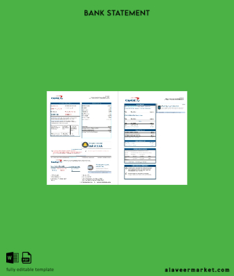 USA Capital One Banka Hesap Özeti excel (2 pages) version 3