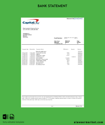 USA Capital One Banka Hesap Özeti word version 2