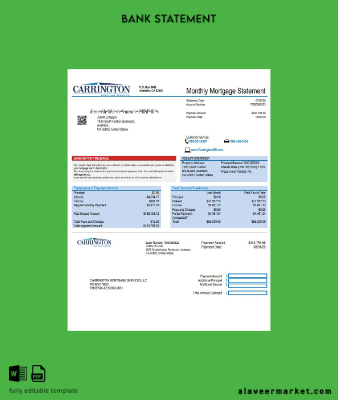 USA Carrington Mortgage Services Banka Hesap Özeti word