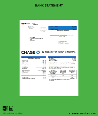 USA Chase Banka Kredi Kart Hesap Özeti word