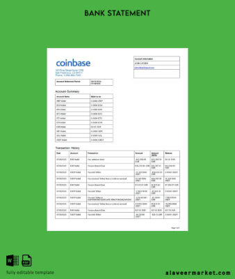 USA Coinbase account Hesap Özeti word
