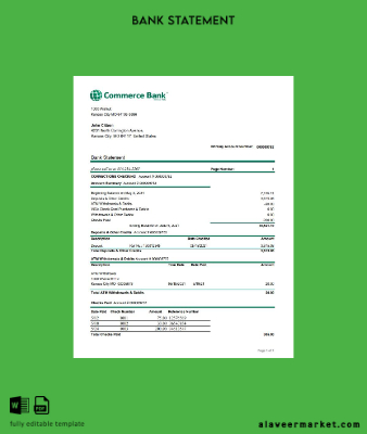 USA Commerce Banka Hesap Özeti excel
