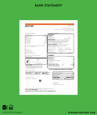 USA Discover Banka Hesap Özeti excel
