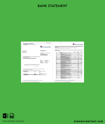 USA First Citizens Banka Hesap Özeti word 2 pages