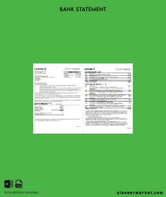USA JP Morgan Chase Banka Hesap Özeti excel 2 pages