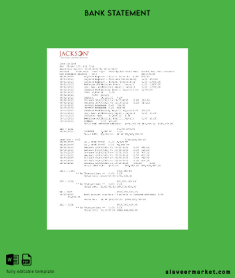USA Jackson National Banka Hesap Özeti word 2 pages