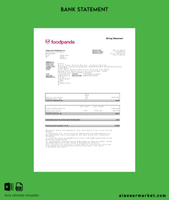 USA Yeni York Foodpanda Fatura Hesap Özeti word 4 pages