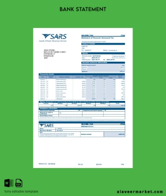 USA SARS Banka Hesap Özeti word 2 pages