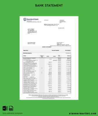 USA Standard Banka Hesap Özeti word 6 pages