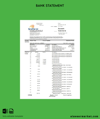 USA SunTrust Banka proof of address Hesap Özeti excel