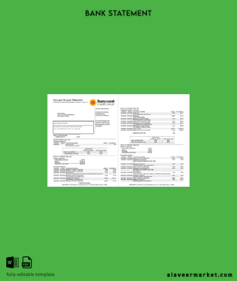 USA Suncoast Banka account Hesap Özeti word 2 pages