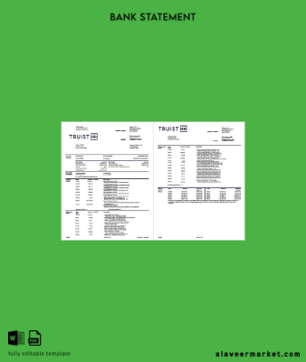 USA Truist Banka account Hesap Özeti word 2 pages