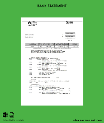 USA USAA Banka Hesap Özeti word 5 pages