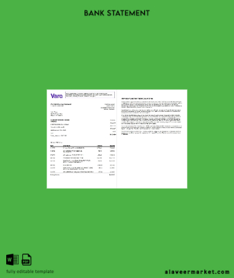 USA Varo Banka Hesap Özeti word 2 pages, version 2