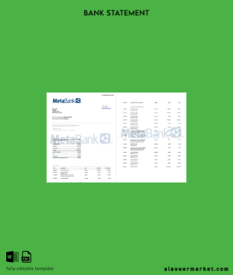 USA Washington Banka account Hesap Özeti word 2 pages