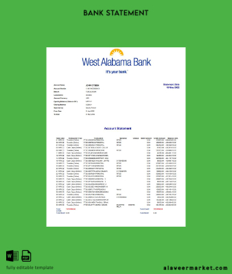 USA West Alabama Banka Hesap Özeti word