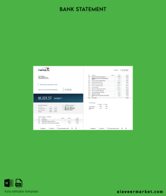 USA Capital One Hesap Özeti account word 2 pages