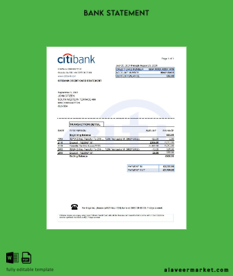 United Kingdom Banka Banka Hesap Özeti excel