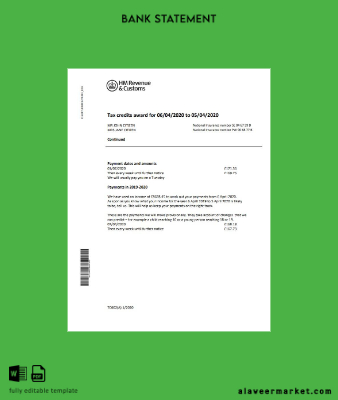 United Kingdom HM Revenue & Customs Banka Hesap Özeti word