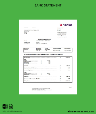 United Kingdom NatWest Banka proof of address Hesap Özeti word