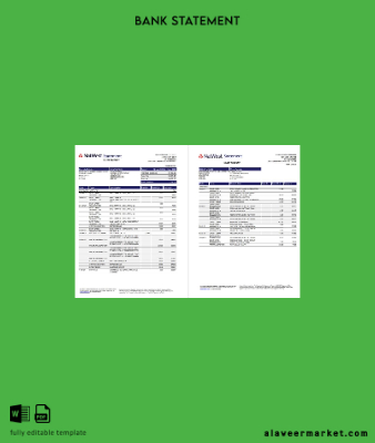 United Kingdom Natwest Banka Hesap Özeti excel (2 pages)